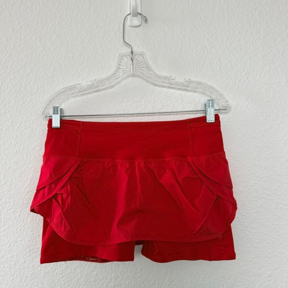 Lululemon Run Speed Squad Skirt‎ Compression Shorts Pocket Currant Red Women's 6 - Picture 10 of 12
